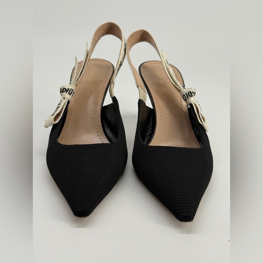 Christian Dior J'adior Slingback Pumps Black Technical Fabric Size 40 - Picture 4 of 10